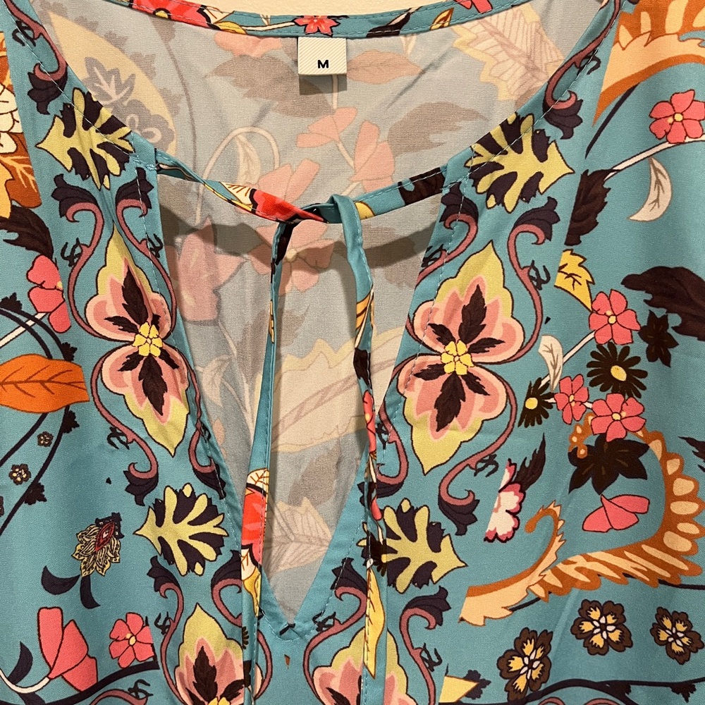 Floral Patterned Blue Dress - Picture 3 of 3